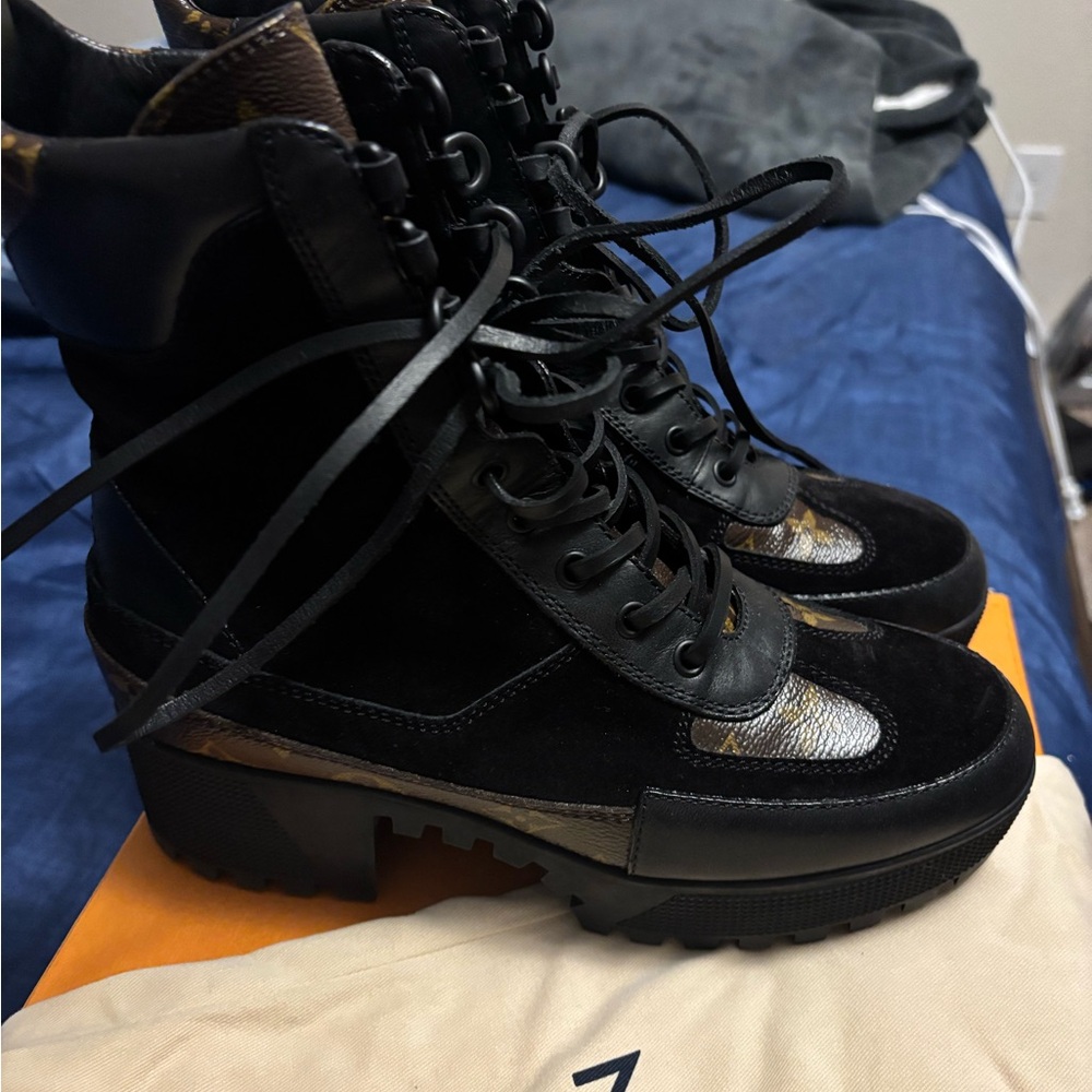 Louis Vuitton Brown and Black Monogram Boots - Picture 7 of 9